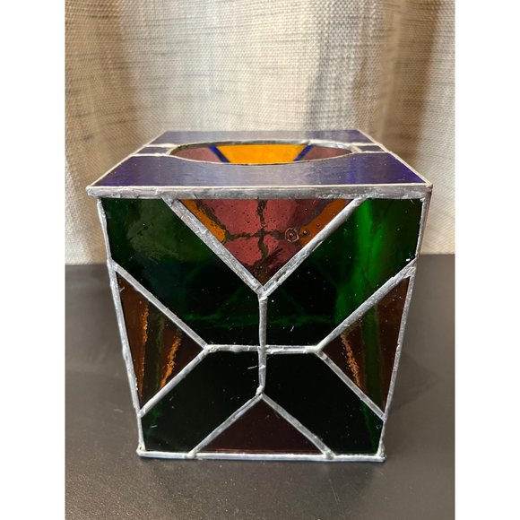 Handmade Stained Glass Tissue Box Holder - Picture 4 of 11